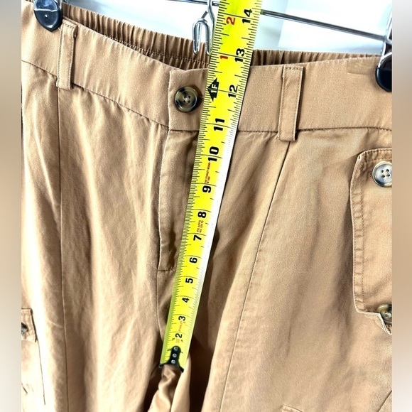 Torrid Size 16 Short Relaxed Taper Studio Linen High Rise Cargo Pant Camel Tan - Picture 10 of 12